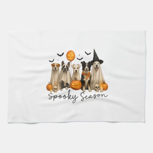Gruselige Halloween-Saison-Hund Geschirrtuch (Horizontal)
