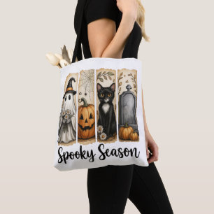 Gruselige Halloween-Saison schwarze Katze, Geist, Tasche