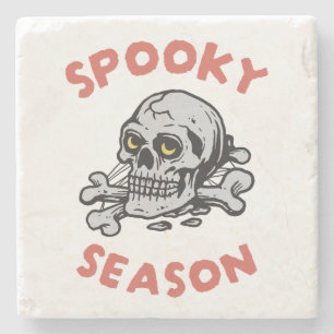 Gruselige Halloween-Schädel-Saison Steinuntersetzer