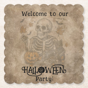 Gruselige Halloween-Skeleton-Party Untersetzer