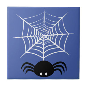 Gruselige Halloween-Spinnen-Illustration Fliese