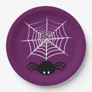 Gruselige Halloween-Spinnen-Illustration Pappteller