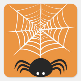 Gruselige Halloween-Spinnen-Illustration Quadratischer Aufkleber