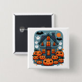 Gruselige Halloween-Stimmung Kürbisse Custom Button (Vorne & Hinten)