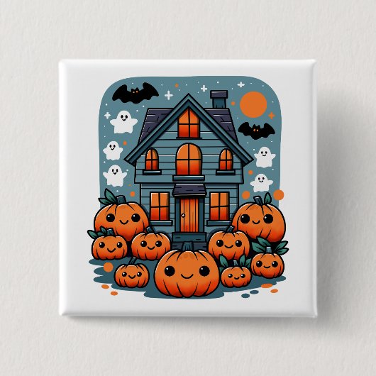 Gruselige Halloween-Stimmung Kürbisse Custom Button (Vorderseite)