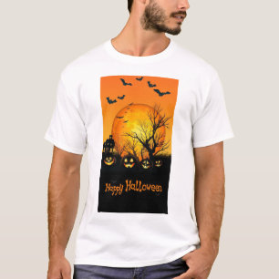 Gruselige Halloween-Vollmond-Kürbisse und Fledermä T-Shirt