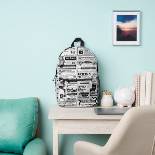 gruselige Halloween-Zeitung Antiquarisch weiß Bedruckter Rucksack
