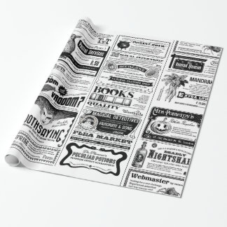 gruselige Halloween-Zeitung Antiquarisch weiß Geschenkpapier