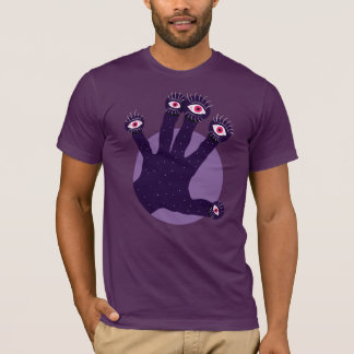 Gruselige Hand mit aufpassender Augen-sonderbarer T-Shirt