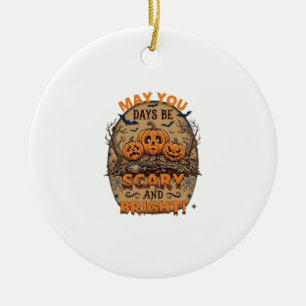 Gruselige helle Halloween-Kürbisse Fledermäuse Bes Keramik Ornament