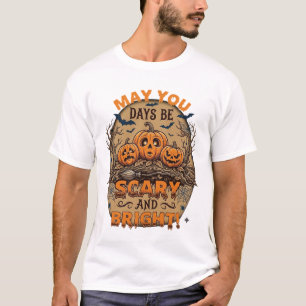 Gruselige helle Halloween-Kürbisse Fledermäuse Bes T-Shirt
