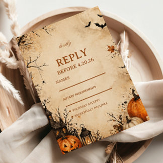 Gruselige Herbst-Kürbis-Gästebestätigung RSVP Karte