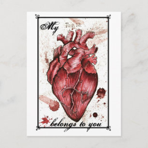 Gruselige Herz-Liebekarte Edgar Allan Poe Zitat Postkarte