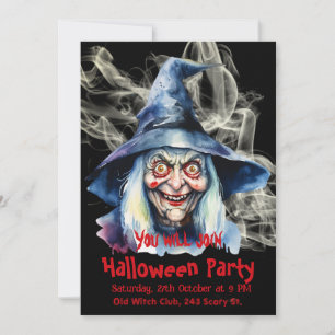 Gruselige Hexe Halloween Einladung