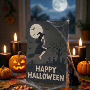 Gruselige Hexe Halloween-Grußkarte Feiertagskarte