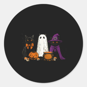 Gruselige Hexe schwarze Katze Halloween-Kürbis für Runder Aufkleber