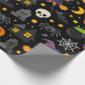 Gruselige Hexe & Spinne Halloween Geschenkpapier (Ecke)
