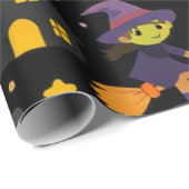 Gruselige Hexe & Spinne Halloween Geschenkpapier (Rolleneckpunkt)
