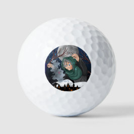 Gruselige Hexe & Spukhaus Halloween🌙 Golfball