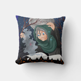 Gruselige Hexe & Spukhaus Halloween🌙 Kissen