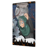 Gruselige Hexe & Spukhaus Halloween🌙 Klemmbrett (Links)