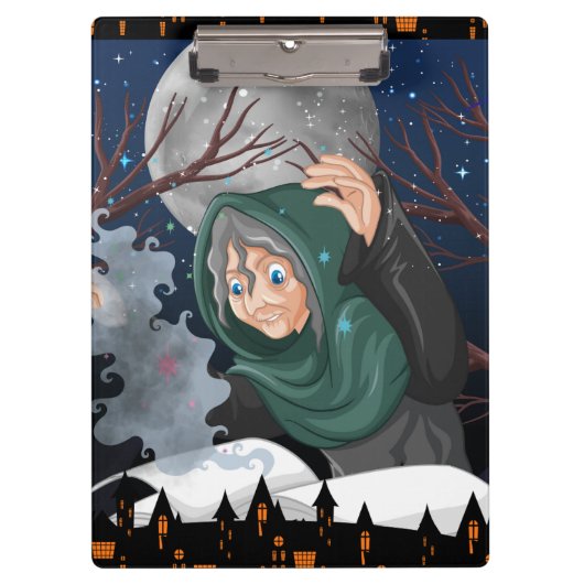 Gruselige Hexe & Spukhaus Halloween🌙 Klemmbrett (Vorderseite)