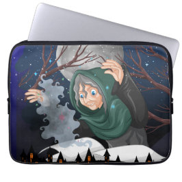 Gruselige Hexe & Spukhaus Halloween🌙 Laptopschutzhülle