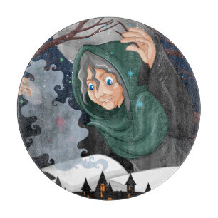 Gruselige Hexe & Spukhaus Halloween🌙 Schneidebrett