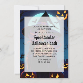 Gruselige Hexen-Goth-Halloween-Party Einladung