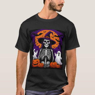 Gruselige Hexen-Skelett-Kürbisse Mond Halloween 🌙 T-Shirt