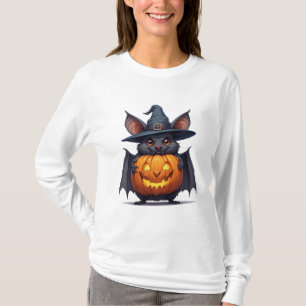 Gruselige Hexenfledermaus hält Kürbis 🦇 T-Shirt