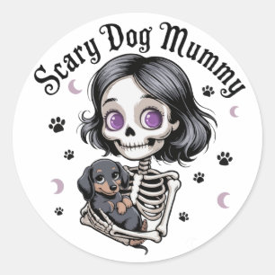  Gruselige Hundemummy-Skelett-Dachshund  Runder Aufkleber