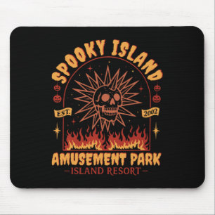 Gruselige Insel Vintage-Totenkopf-Flamme Retro-Hal Mousepad