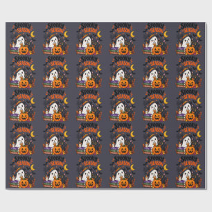Gruselige Jahreszeit Geist & schwarze Katze Geschenkpapier