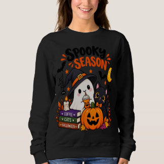 Gruselige Jahreszeit Geist & schwarze Katze | Sweatshirt