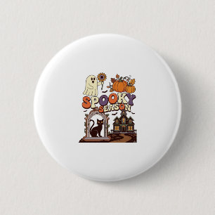 Gruselige Jahreszeit Halloween-Geist Kürbis Schwar Button