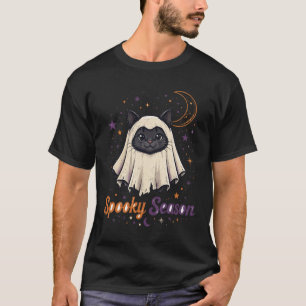 Gruselige Jahreszeit-Katzenshirt Süße Geistkatze T-Shirt