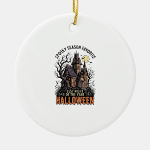Gruselige Jahreszeit Shirt Verlassenes Herrenhaus  Keramik Ornament