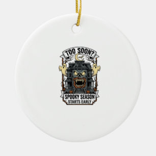 Gruselige Jahreszeit Shirt Vintage Gravur Hallowee Keramik Ornament