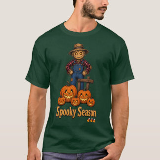 Gruselige Jahreszeit Vogelscheuche/Kürbislaterne T-Shirt