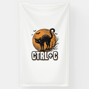 Gruselige Katze CTRL C Vintage Halloween Vektordes Banner