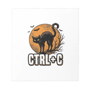 Gruselige Katze CTRL C Vintage Halloween Vektordes Notizblock