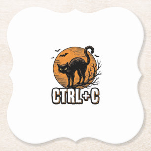 Gruselige Katze CTRL C Vintage Halloween Vektordes Untersetzer