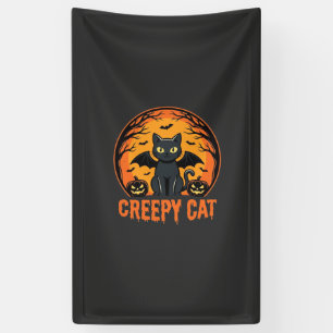 Gruselige Katze Halloween Fledermaus Mond Grafikde Banner