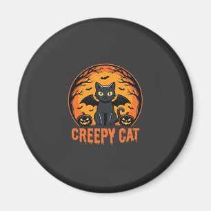 Gruselige Katze Halloween Fledermaus Mond Grafikde Magnet