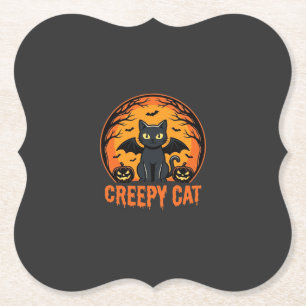 Gruselige Katze Halloween Fledermaus Mond Grafikde Untersetzer