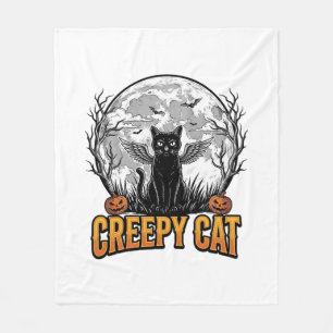 Gruselige Katze Halloween Vintage Gravur Design_1 Fleecedecke