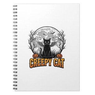 Gruselige Katze Halloween Vintage Gravur Design_1 Notizblock