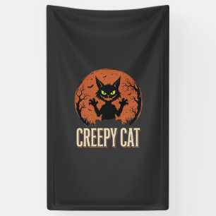 Gruselige Katze Halloween Vintage Mond Grafik Banner