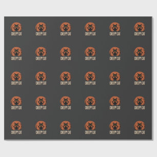 Gruselige Katze Halloween Vintage Mond Grafik Geschenkpapier